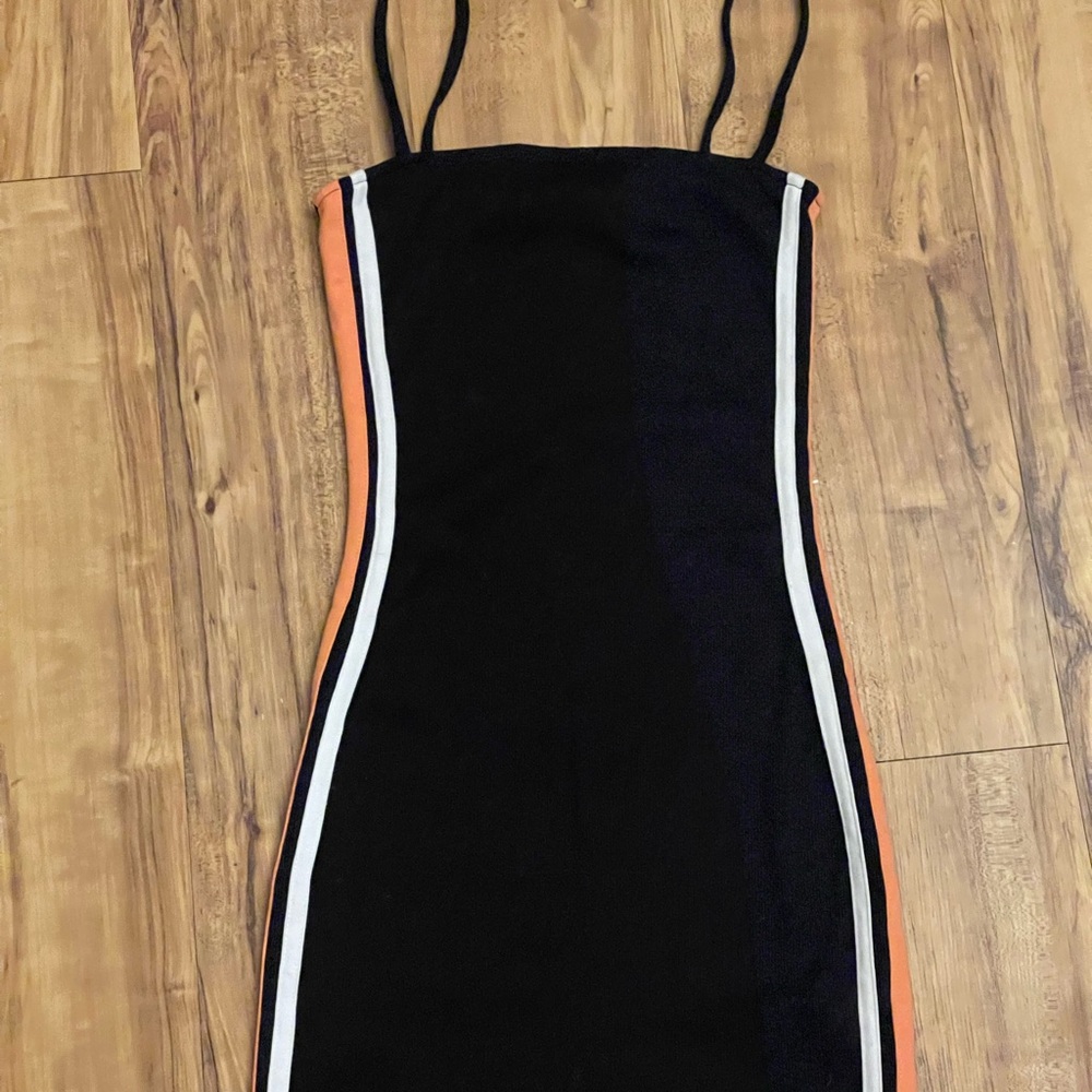 Black Ribbed Bodycon Mini Dress with Spaghetti Straps